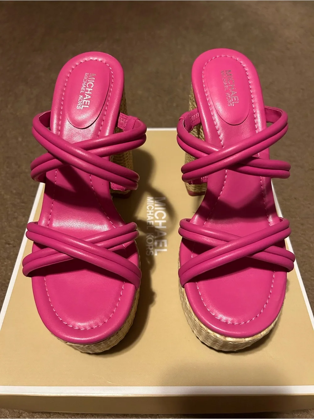 Michael Kors Corrine Slip On Strappy Espadrille Platform Sandals